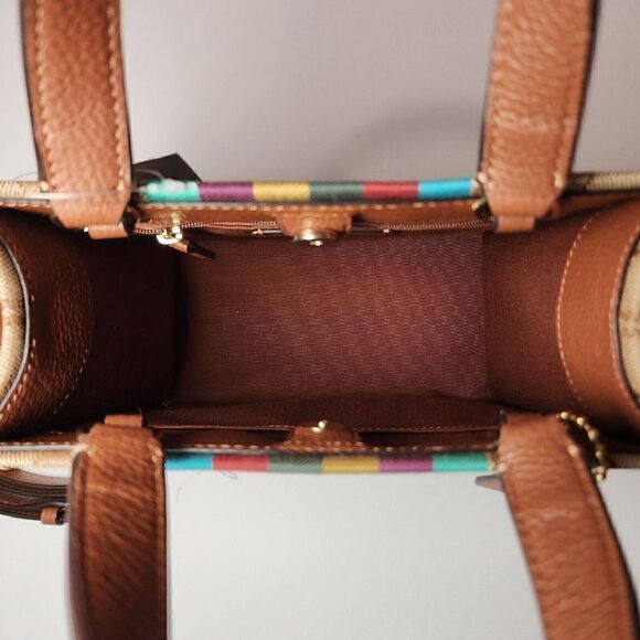 NWT Coach C5637 Dempsey Tote 22 Signature Jacquard Stripe Coach Patch Redwood - Picture 5 of 7